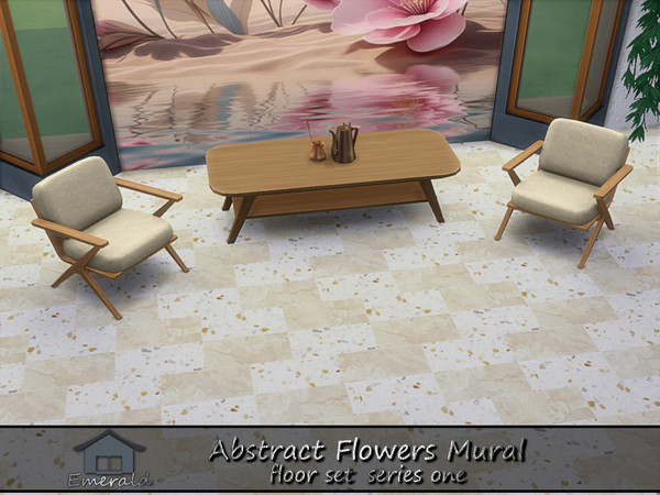 Sims 4 — Abstract Flowers Mural series one floor4 by Emerald — Abstract flowers will add color and movement to your room