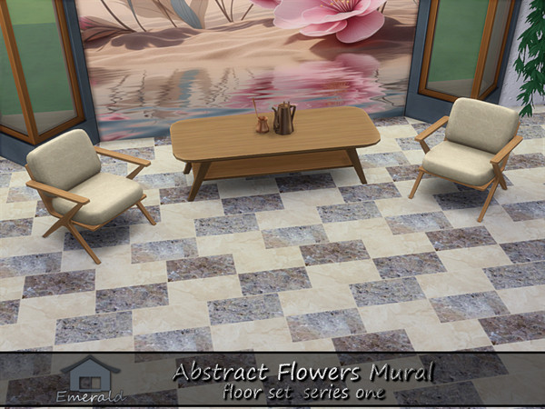 Sims 4 — Abstract Flowers Mural series one floor6 by Emerald — Abstract flowers will add color and movement to your room