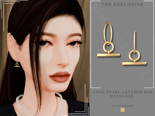 Sims 4 — Anne Bar Earrings by Glitterberryfly — A gold hoop earring with bar pendant