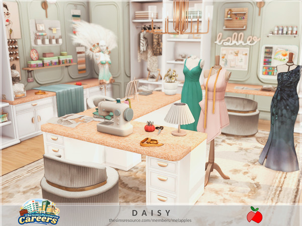 Sims 4 — Careers - Daisy sewing studio by melapples — a studio for sims who are creative and love knitting. 8x7