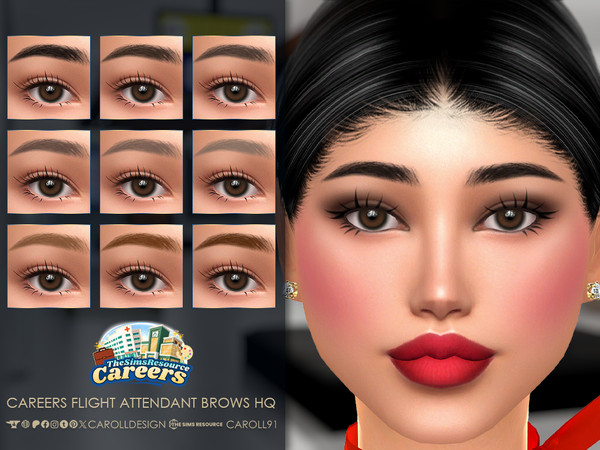Sims 4 — Careers Flight Attendant Brows HQ by Caroll912 — A 9-swatch bold and arched eyebrows inspired by flight