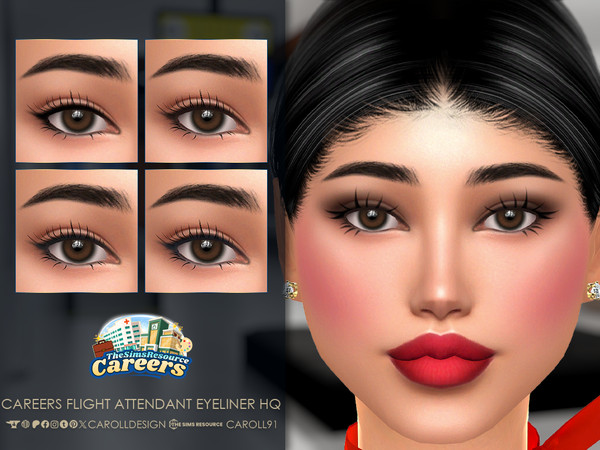Sims 4 — Careers Flight Attendant Eyeliner HQ by Caroll912 — A 4-swatch winged eyeliner inspired by flight attendants'