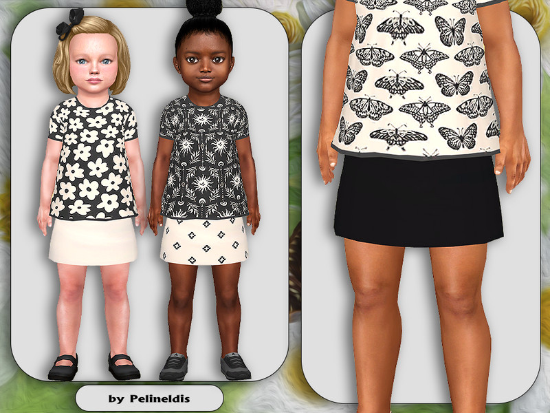Sims 4 Toddler Onyx and Ivory Mini Skirt by Pelineldis
