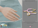 Sims 4 — Career - Stethoscope Middle Ring by Glitterberryfly — A right hand middle ring of a pink Stethoscope