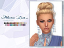Sims 4 — Athena Hair V2 by Lewbertsn00tles — An elegant, messy bun with long curly strands. Maxis Match