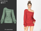 Sims 4 — Marina Off Shoulder Ribbed Sweater Dress by talarian — Cozy ribbed sweater dress with an asymmetric one-shoulder