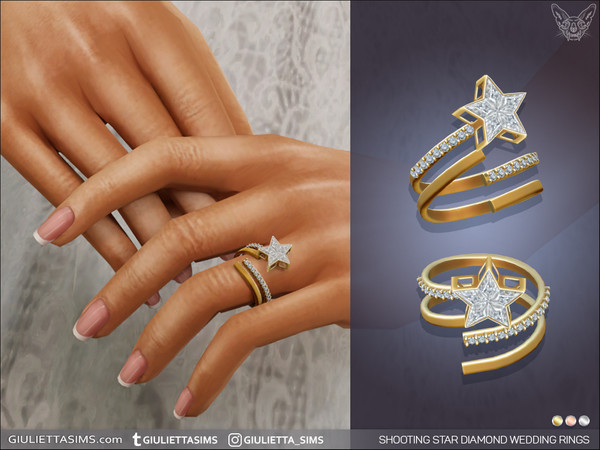 Sims 4 — Shooting Star Diamond Engagement And Wedding Rings by feyona — Shooting Star Diamond Engagement And Wedding