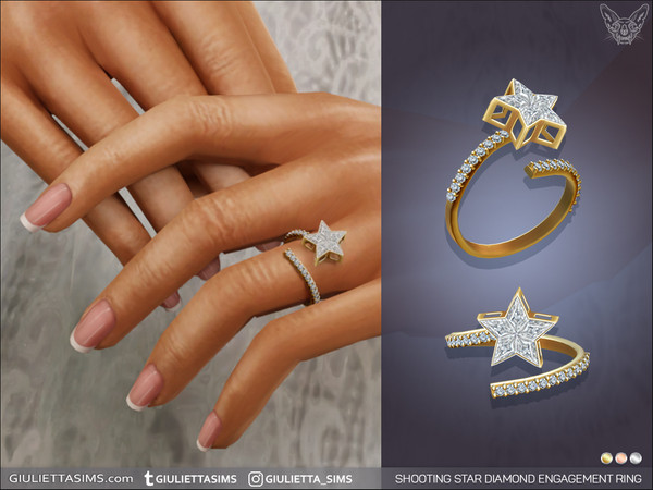 Sims 4 — Shooting Star Diamond Engagement Ring by feyona — Shooting Star Diamond Engagement And Wedding Rings