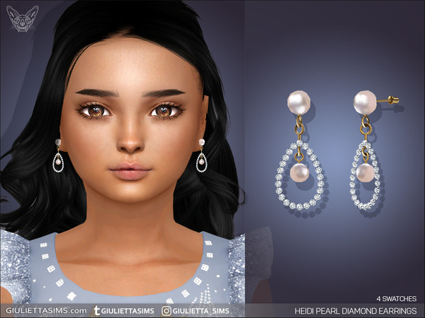 Sims 4 — Heidi Pearl Diamond Earrings For Kids by feyona — Heidi Pearl Diamond Earrings For Adults And Kids come with 4