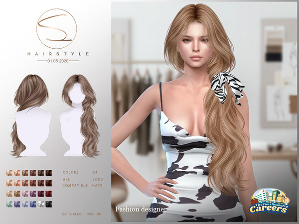 Sims 4 — S-CLUB WAVY HAIRSTYLE-Careers Collection by S-Club — S-CLUB WAVY HAIRSTYLE hope you like, thank you.