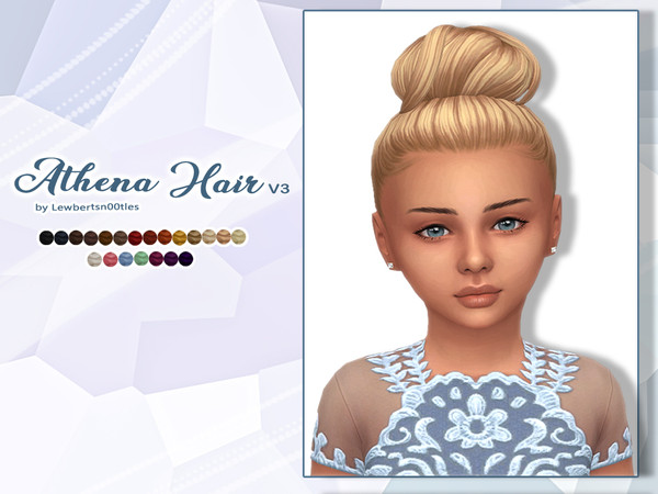Sims 4 — Athena Hair V3 - Child version by Lewbertsn00tles — An elegant, messy bun. Maxis Match