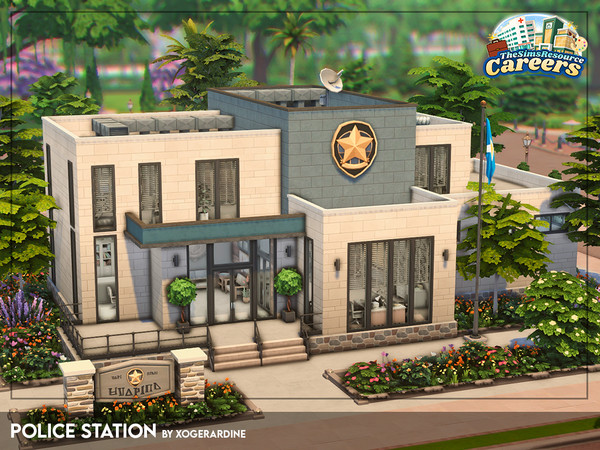 Sims 4 — Police Station - NO CC by xogerardine — My first ever police station build and I actually loved working on this