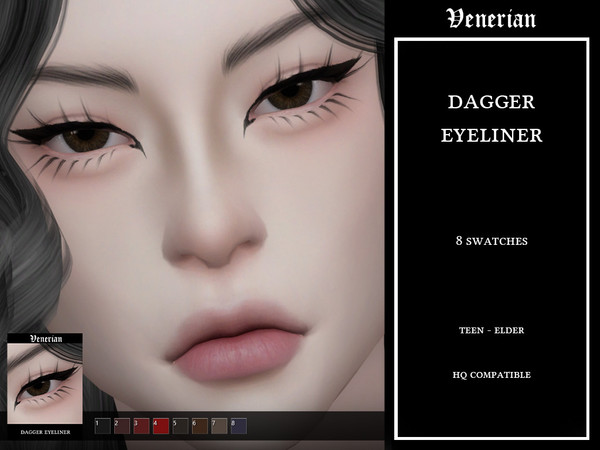 Sims 4 — Dagger Eyeliner by Venerian by Venerian — 8 swatches Teen to elder Feminine frame only HQ compatible