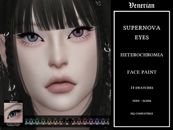 Sims 4 — Venerian_Supernova_Eyes_HETEROCHROMIA FACEPAINT_HQ by Venerian — 4 files available: Non-Default (Toddler to