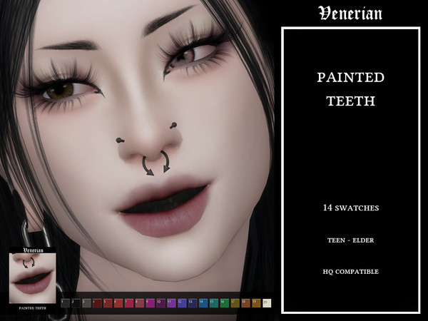 Sims 4 — Painted Teeth by Venerian by Venerian — Two files available. The face paint option can be used to color EA mesh
