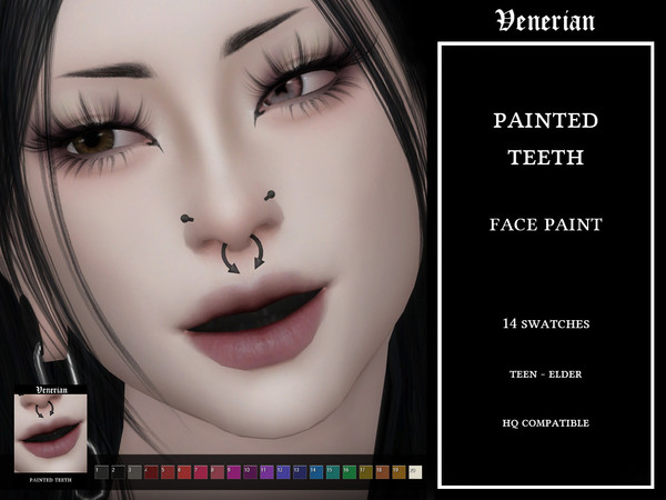 Sims 4 — Venerian_Painted_Teeth_FACEPAINT_HQ by Venerian — Two files available. The face paint option can be used to