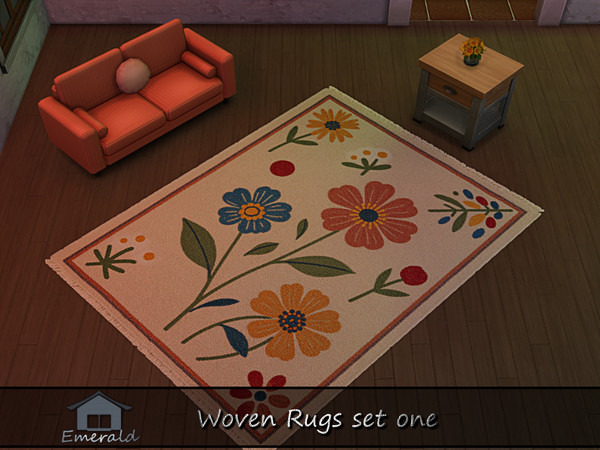Sims 4 — Woven Rugs set one 1 by Emerald — Woven rugs are crafted from high quality natural fibers like wool and suitable