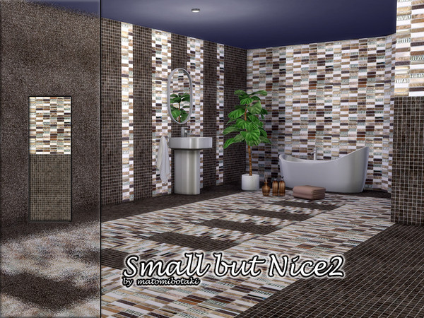 Sims 4 — Small but Nice2 by matomibotaki — 4 combinable tiled walls with small mosaic tiles, classically chic yet modern,