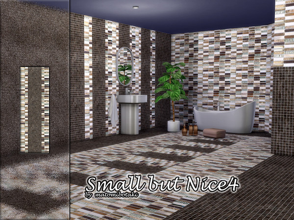 Sims 4 — Small but Nice4 by matomibotaki — 4 combinable tiled walls with small mosaic tiles, classically chic yet modern,