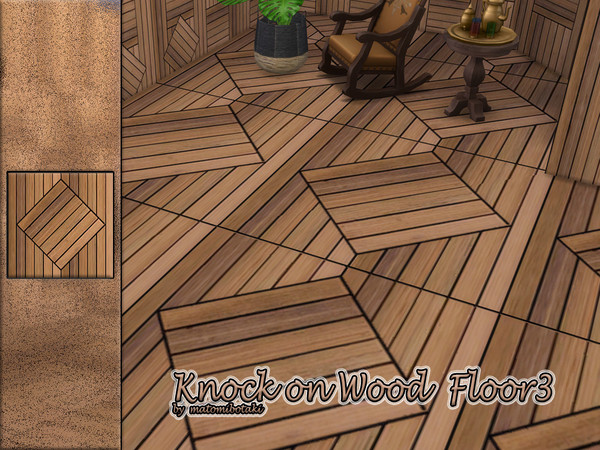 Sims 4 — Knock on Wood Floor3 by matomibotaki — 3 combinable wooden floors with wood cladding, providing warmth and a