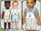 Sims 4 — Infants Coastal Serenity Overall by Pelineldis — Kids fashion clothing: five overalls for infants boys and girls