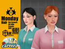 Sims 4 — Monday Hair by GoAmazons — Casual low ponytail with strands in maxis style for the perfect, productive Monday in