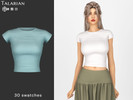 Sims 4 — Isabela Fitted Crop Tee by talarian — Simple fitted crop tee with a round neck and short sleeves. A wardrobe