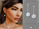 Sims 4 — Silver Blue Ribbon Dangle Earrings by Glitterberryfly — A silver earring with flower pendant