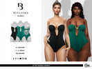 Sims 4 — Cut Out Bandeau Swimsuit by Bill_Sims — This swimsuit features a bandeau design with a cut-out front, a gold