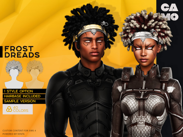 Sims 4 — CAMO - Frost Dreads by VentaStudio — Frost Dreads