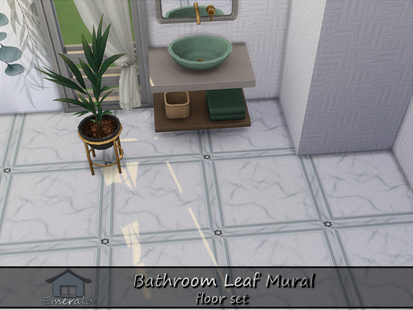 Sims 4 — Bathroom Leaf Mural floor1 by Emerald — Adds a Spa-like feel with accent leafy designs mural.(floor set)