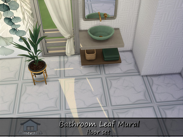 Sims 4 — Bathroom Leaf Mural floor2 by Emerald — Adds a Spa-like feel with accent leafy designs mural.(floor set)