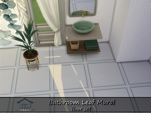 Sims 4 — Bathroom Leaf Mural floor3 by Emerald — Adds a Spa-like feel with accent leafy designs mural.(floor set)