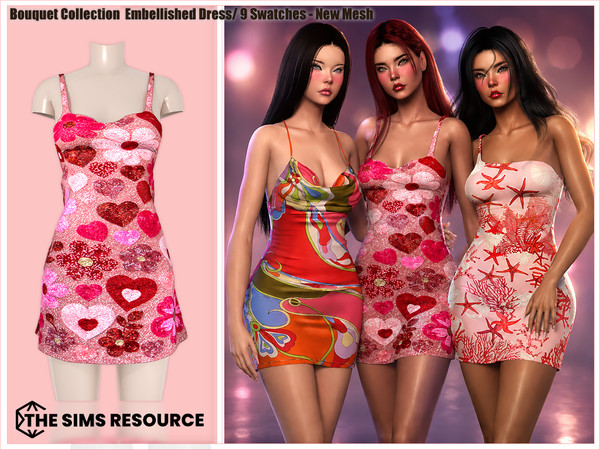Sims 4 — Harmonia_TSR_BouquetCollectionDress02 by Harmonia — Ocean Dress 8 Swatches