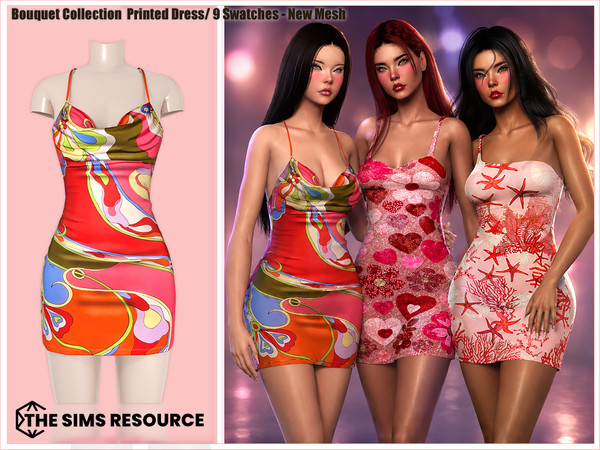Sims 4 — Harmonia_TSR_BouquetCollectionDress03 by Harmonia — Ocean Dress 8 Swatches