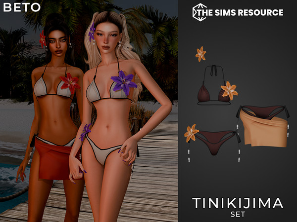Sims 4 — By Beto - Tinikijima (Bottom V1) by Beto_ae0 — Tropical and minimalist swimsuit with a huge flower