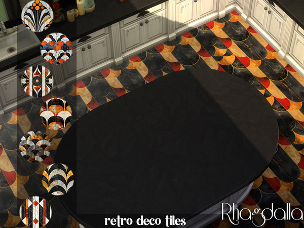 Sims 4 — Retro Deco Tiles by Rhagdalla — Retro Deco Tiles - 8 styles