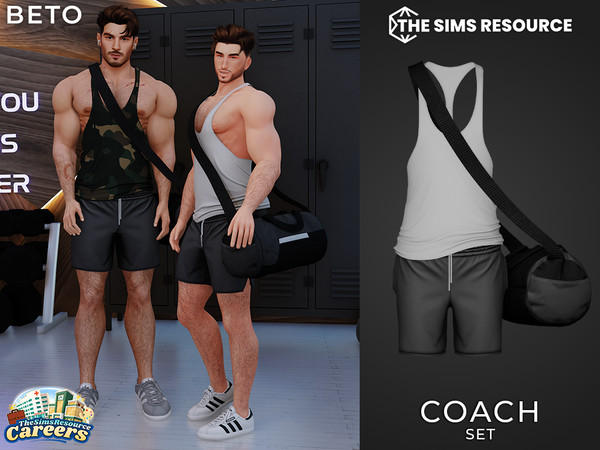 Sims 4 — By Beto - Coach (Bag) by Beto_ae0 — Gym trainer outfit with a huge sports bag