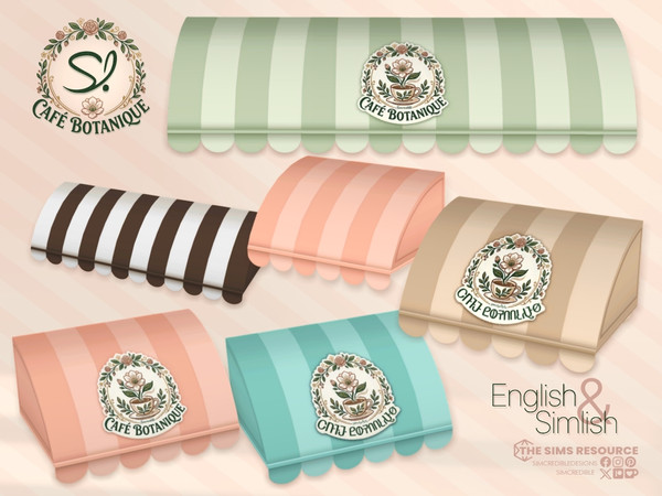 Sims 4 — Cafe Botanique Awning by SIMcredible! — Starting today the Cafe Botanique series, bringing a store which joins