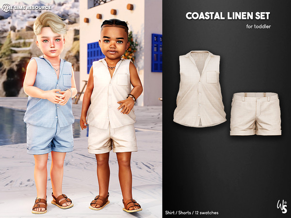 Sims 4 — (Wsteria) Coastal Linen_Shorts (toddler) by WisteriaSims — A breezy, summer-ready outfit designed for your