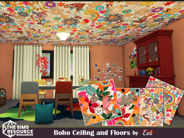 Sims 4 — Bohemian ceilings and floors by evi — Four different floors with bohemian designs. The two is especially