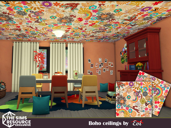 Sims 4 — evi boho flower floor 2 by evi — Four different floors with bohemian designs. The two is especially designed for