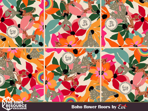 Sims 4 — evi ceiling 1 boho by evi — Four different floors with bohemian designs. The two is especially designed for