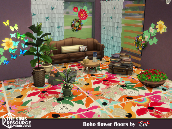 Sims 4 — evi ceiling 2 boho by evi — Four different floors with bohemian designs. The two is especially designed for