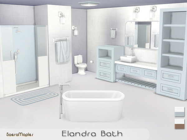 Sims 4 — Elandra Bath Set by SaeraMaples — A modern farmhouse bathroom with 13 objects. All objects, except for the tub