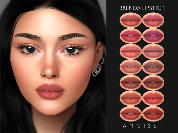 Sims 4 — Brenda Lipstick by ANGISSI — PREVIEWS MADE USING HQ MOD 14 colors