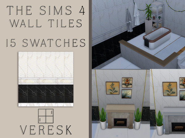 Sims 4 — VERESK: Alentejo Decorative Marble Wall Tiles by Veresk_Veresk — Alentejo decorative beige marble wall tiles in