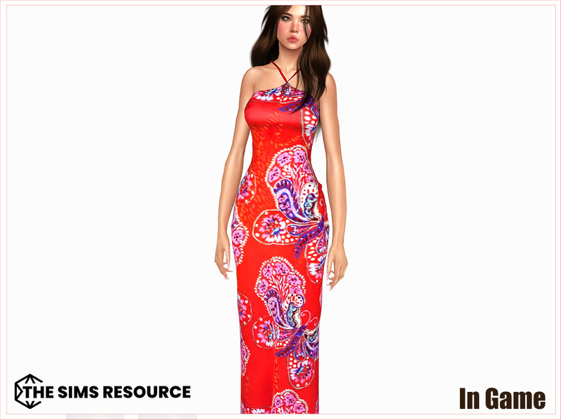 Sims 4 spring clothing CC Set - Floral Maxi H-Collection by Harmonia
