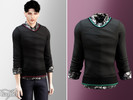 Sims 4 — Adult - Casual sweater layered over floral patterned dress shirt by Garfiel — A modern adult outfit featuring a