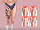 Sims 4 — Lotus Flow Tattoo-Right leg by ANGISSI — PREVIEWS MADE USING HQ MOD HQ compatible